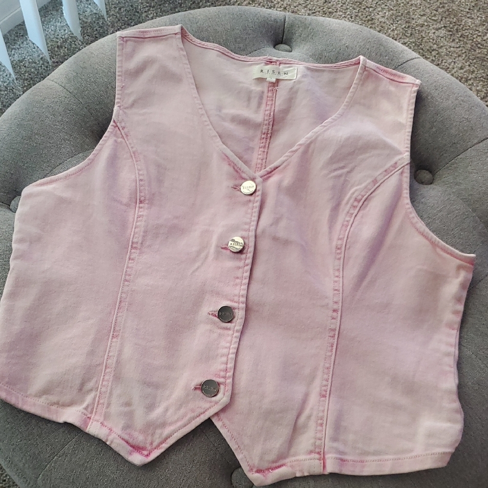 RISEN Pink Denim Vest